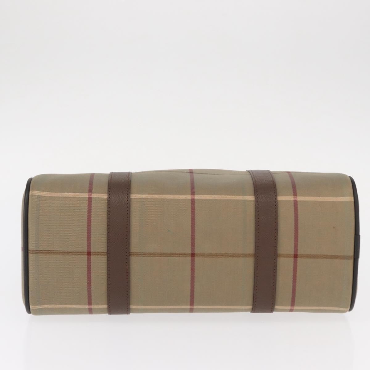 Burberry Nova Check Boston Bag Canvas Beige Canvas Handbag (Pre-Owned)
