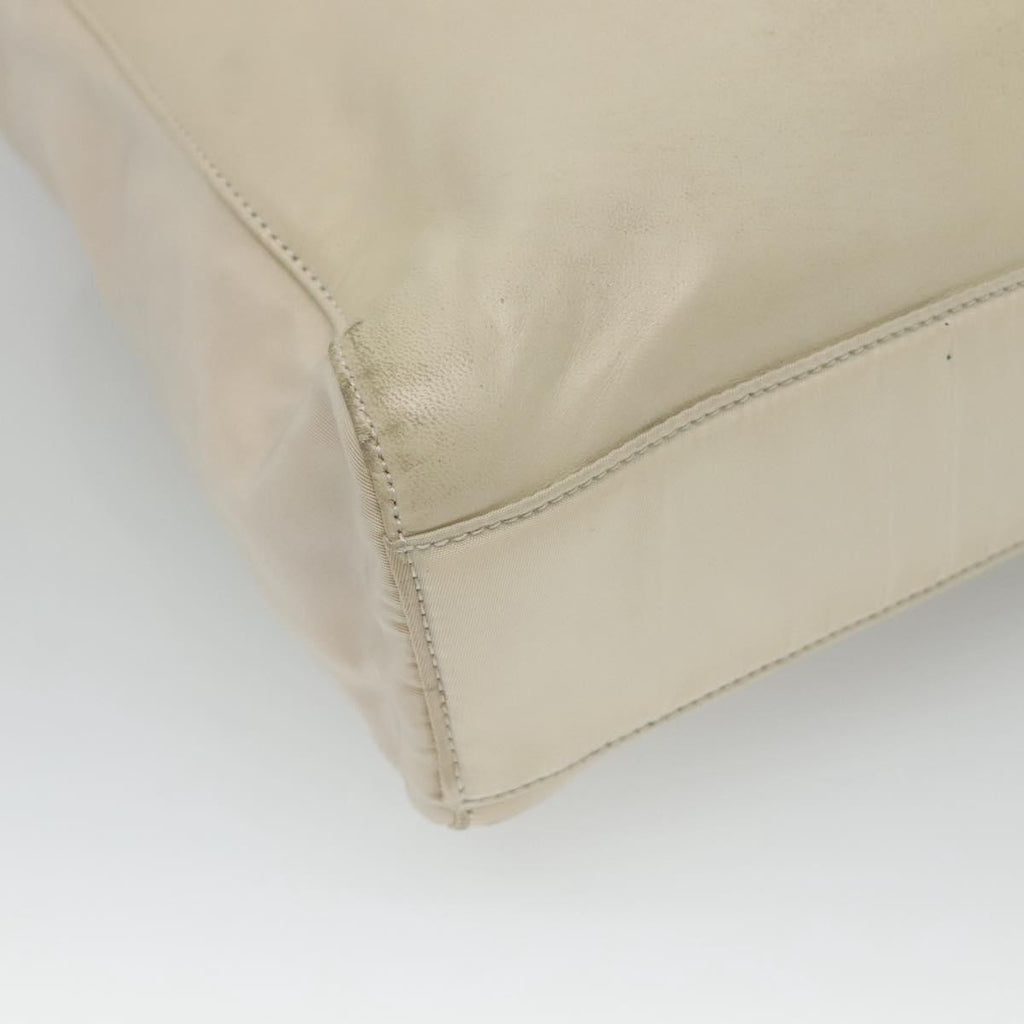 Prada Vintage Shoulder Bag Nylon And Leather White Leather Shoulder Bag Bag (Pre-Owned)