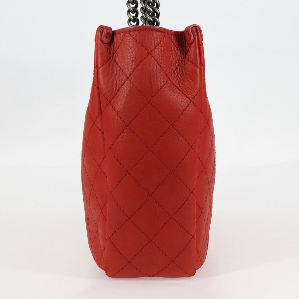 Chanel Shopping Tote Quilted Caviar Orange Leather Shoulder Bag Bag (Pre-Owned)