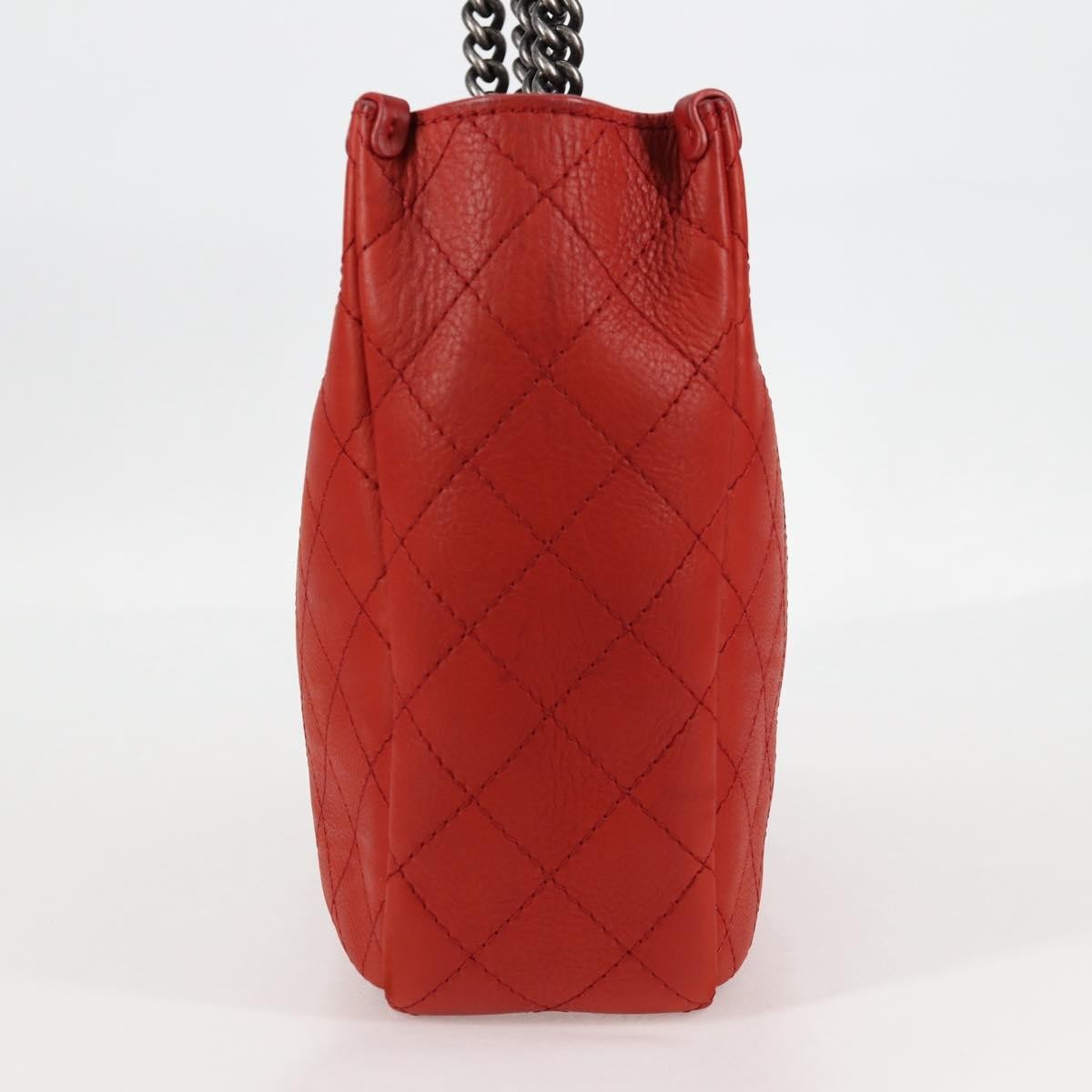 Chanel Shopping Tote Quilted Caviar Orange Leather Shoulder Bag Bag (Pre-Owned)