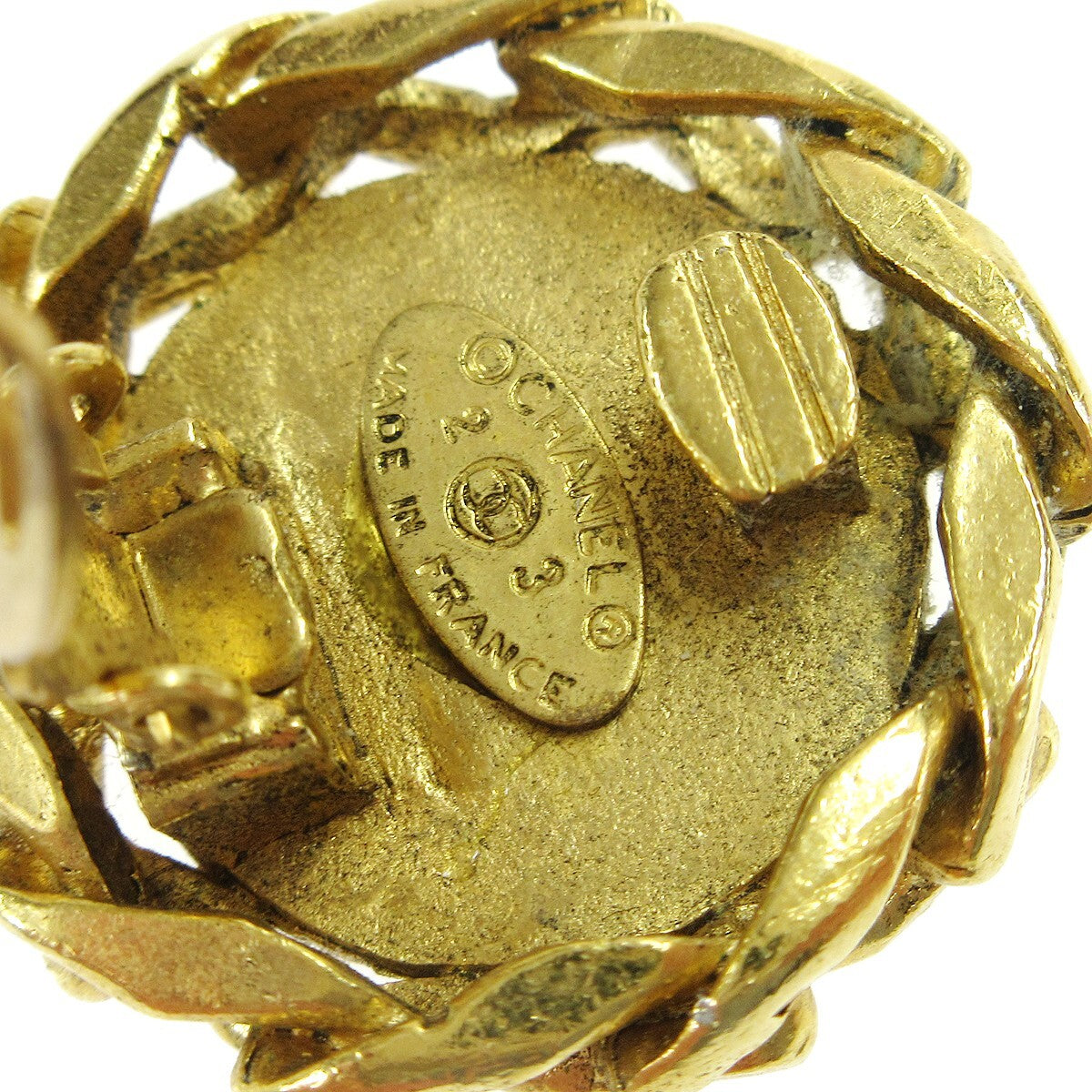 Chanel Cc Button Clip-On Earrings Metal With Faux Pearl Gold Gold_Plated Earrings Jewelry (Pre-Owned)
