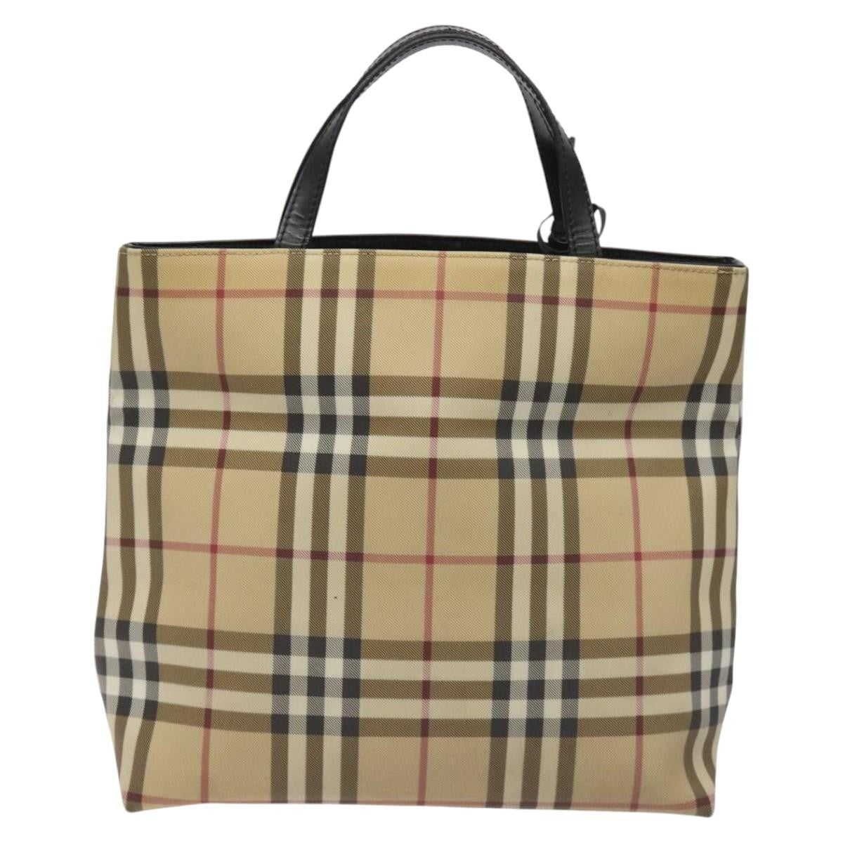 Burberry Nova Check Handbag Nova Check Canvas Beige Canvas Handbag (Pre-Owned)