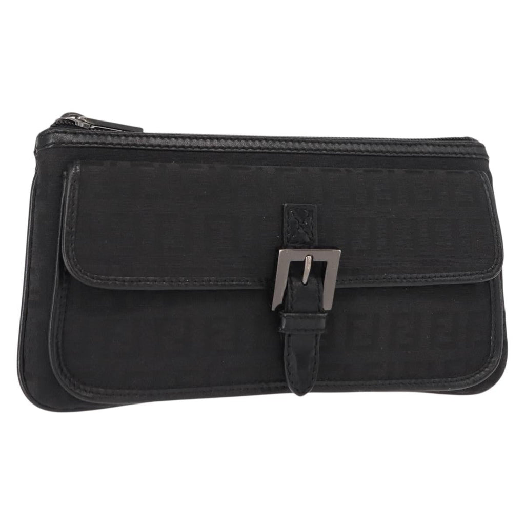 Fendi Ff Logo Pouch Canvas Black Canvas Clutche & Pouche Bag (Pre-Owned)