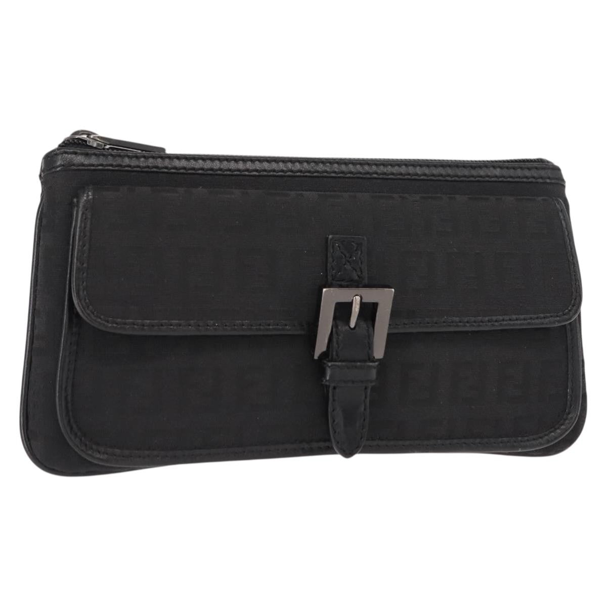 Fendi Ff Logo Pouch Canvas Black Canvas Clutche & Pouche Bag (Pre-Owned)