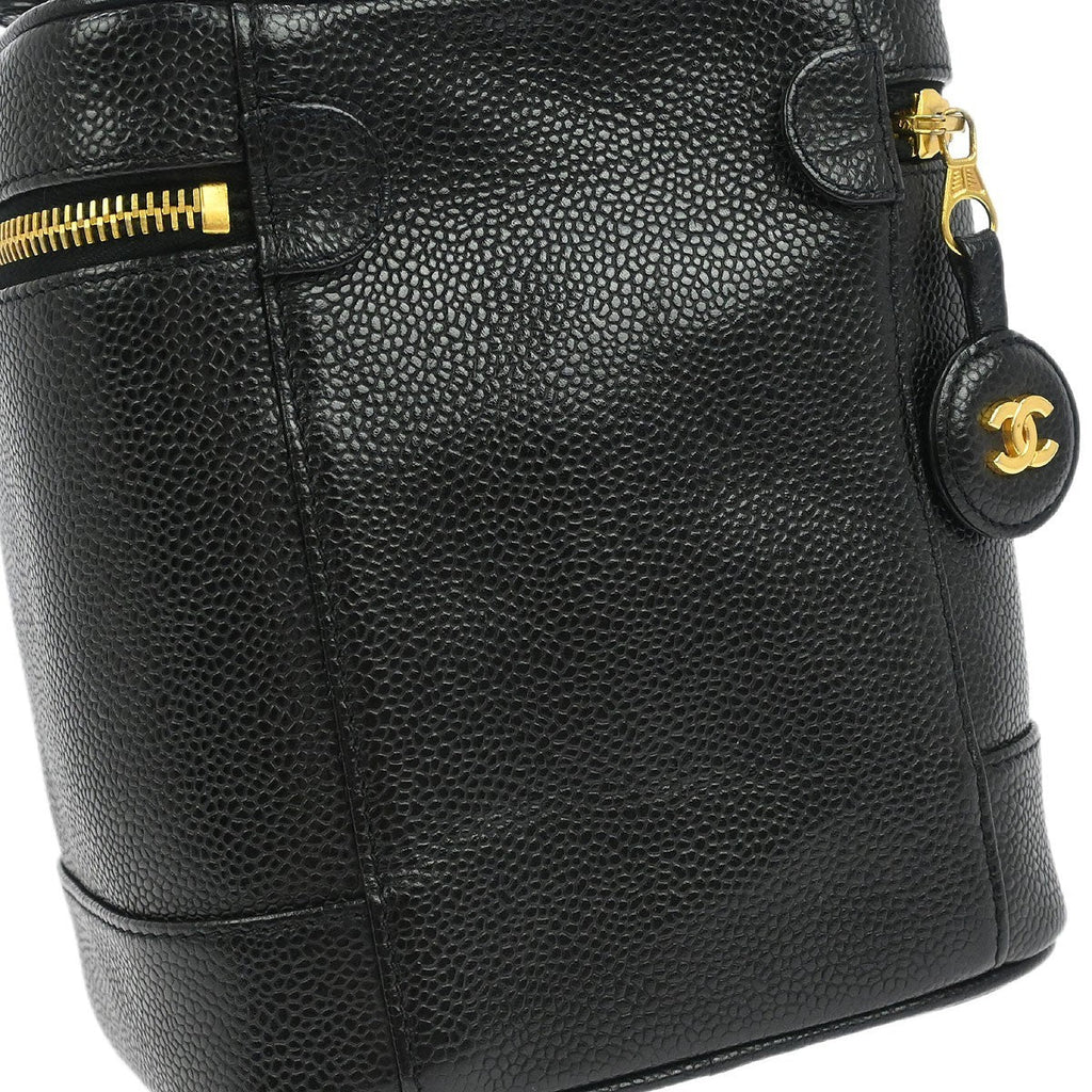 Chanel Vintage Timeless Cosmetic Case Caviar Black Leather Handbag (Pre-Owned)