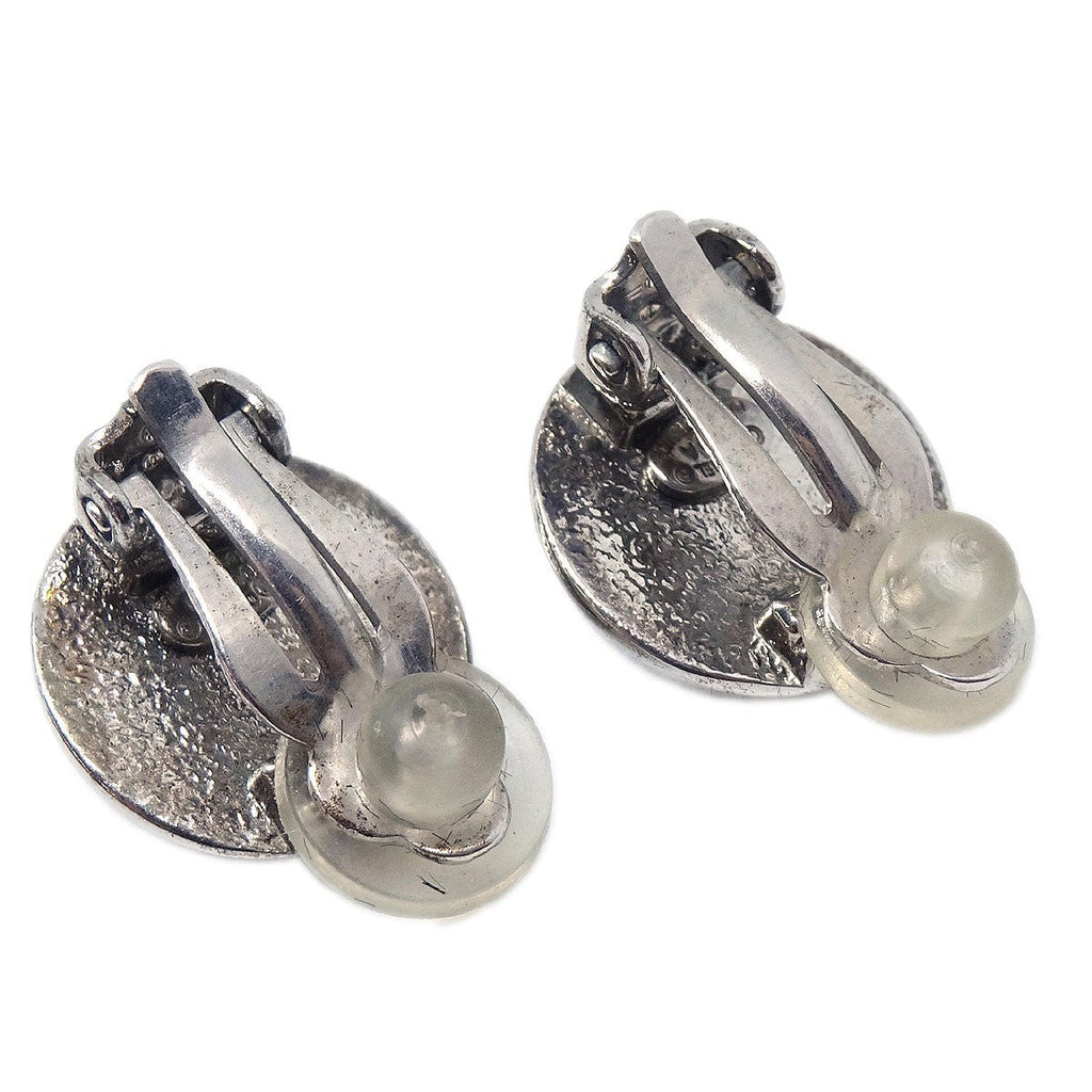 Chanel Vintage Cc Round Clip-On Earrings Metal Silver Silver_Plated Earrings Jewelry (Pre-Owned)