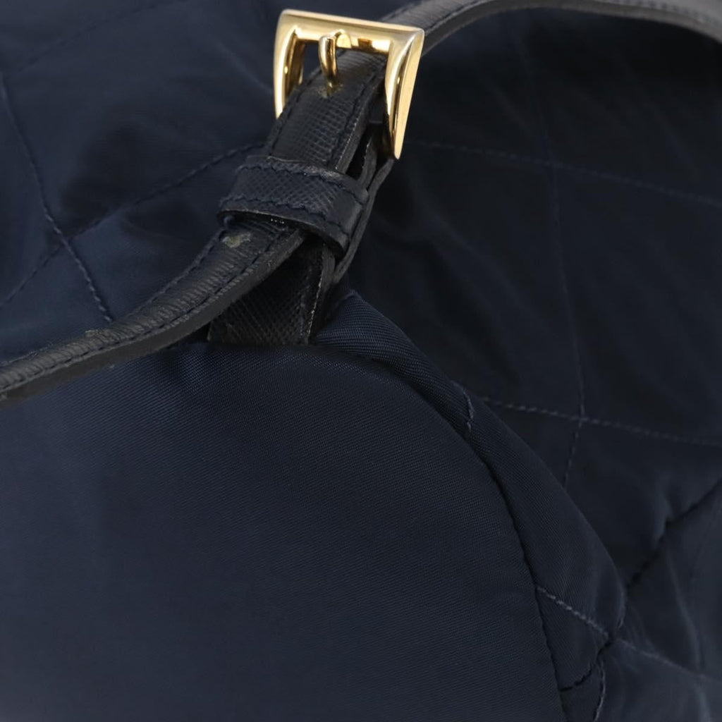 Prada Buckle Backpack Quilted Tessuto Navy Nylon Backpack Bag (Pre-Owned)