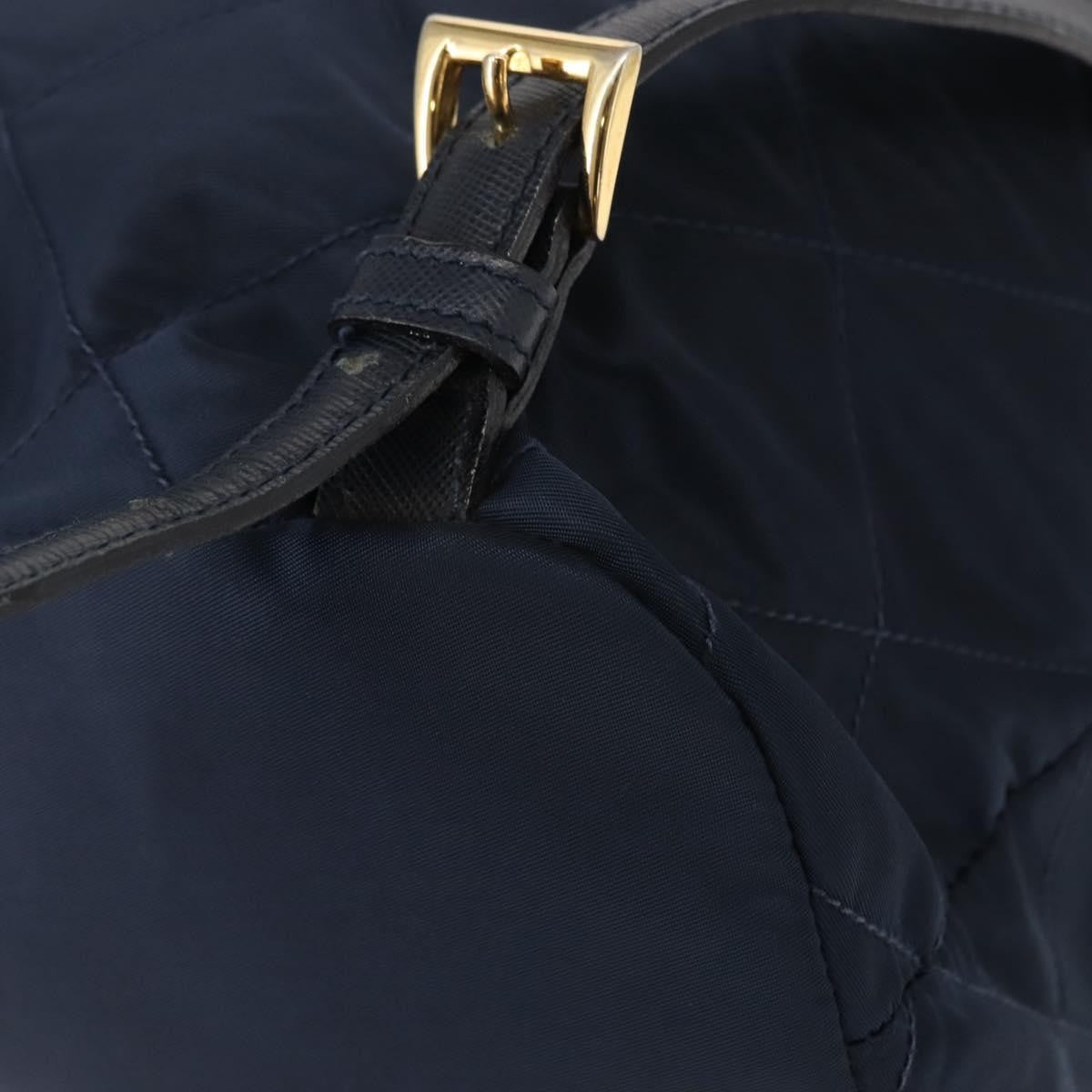 Prada Buckle Backpack Quilted Tessuto Navy Nylon Backpack Bag (Pre-Owned)