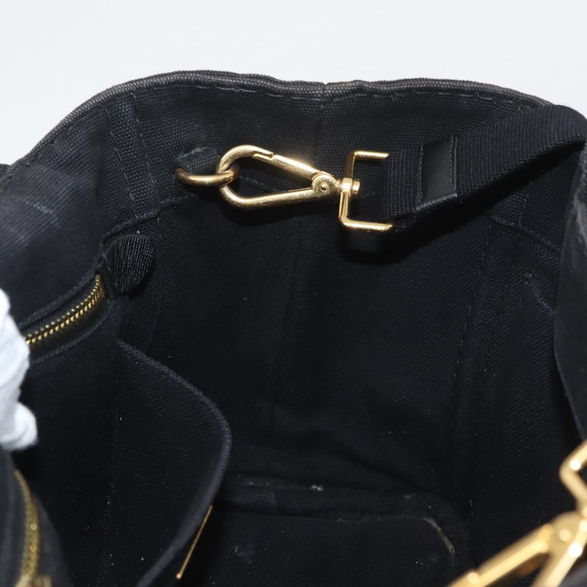 Prada Canapa Tote Canvas Black Canvas Tote Bag Bag (Pre-Owned)