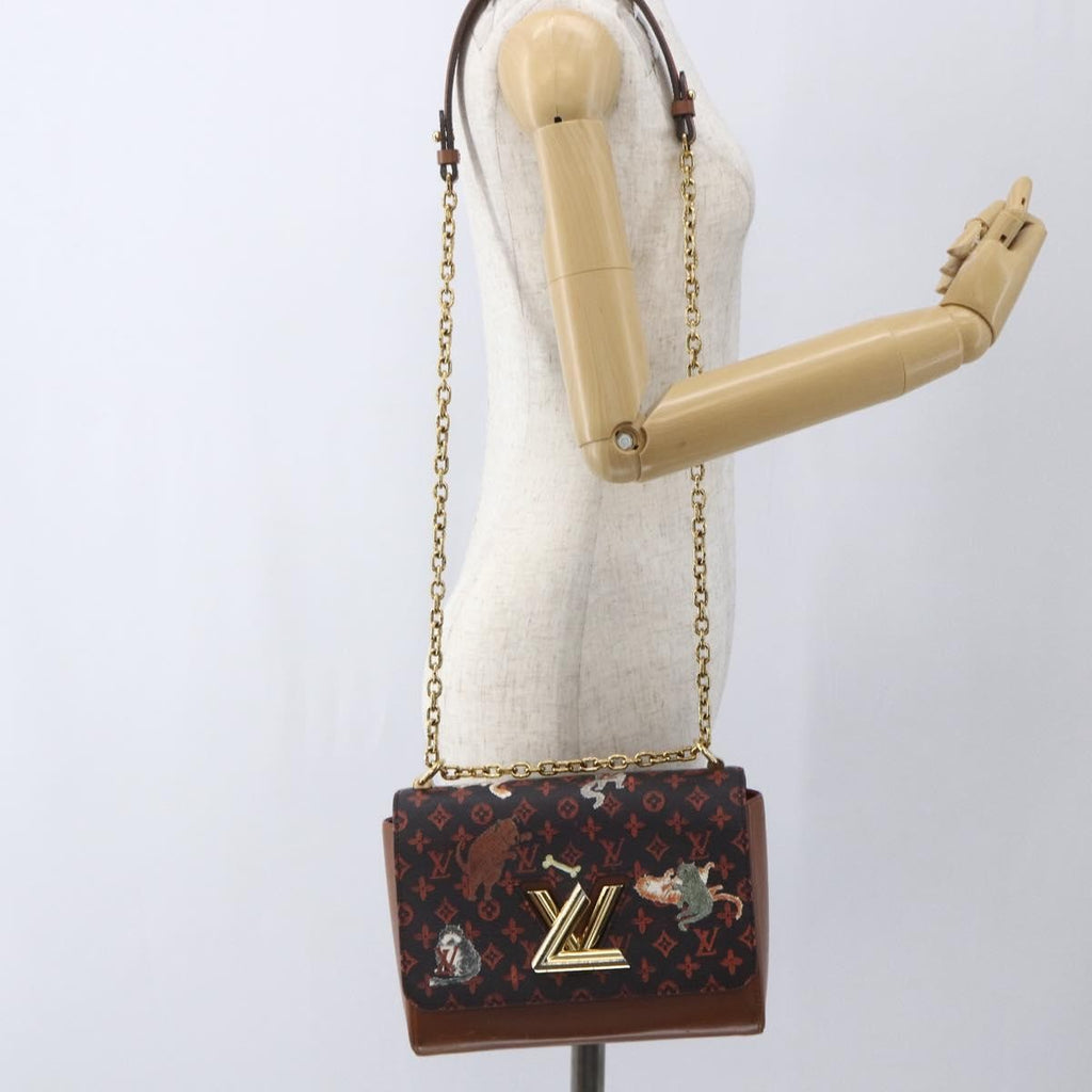 Louis Vuitton Twist Handbag Limited Edition Grace Coddington Catogram Canvas Brown Canvas Shoulder Bag Bag (Pre-Owned)