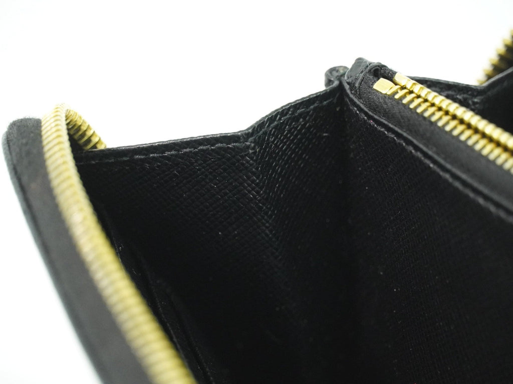 Prada Zip Around Tab Wallet Saffiano Leather Black Leather Wallets Accessory (Pre-Owned)