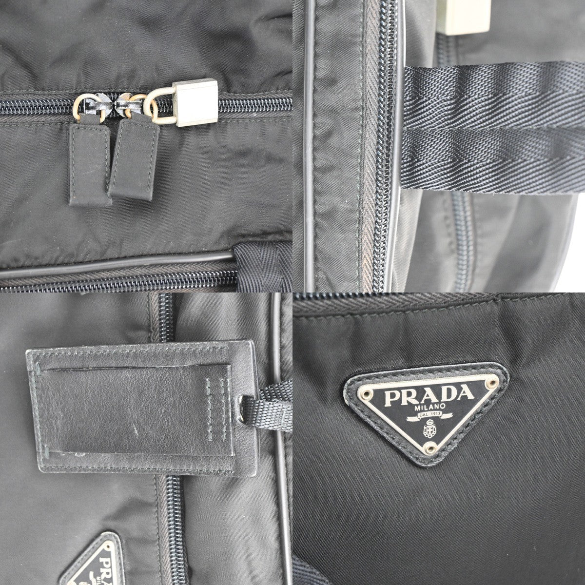 Prada Expandable Front Zip Boston Bag Tessuto Black Nylon Travel Bag Bag (Pre-Owned)
