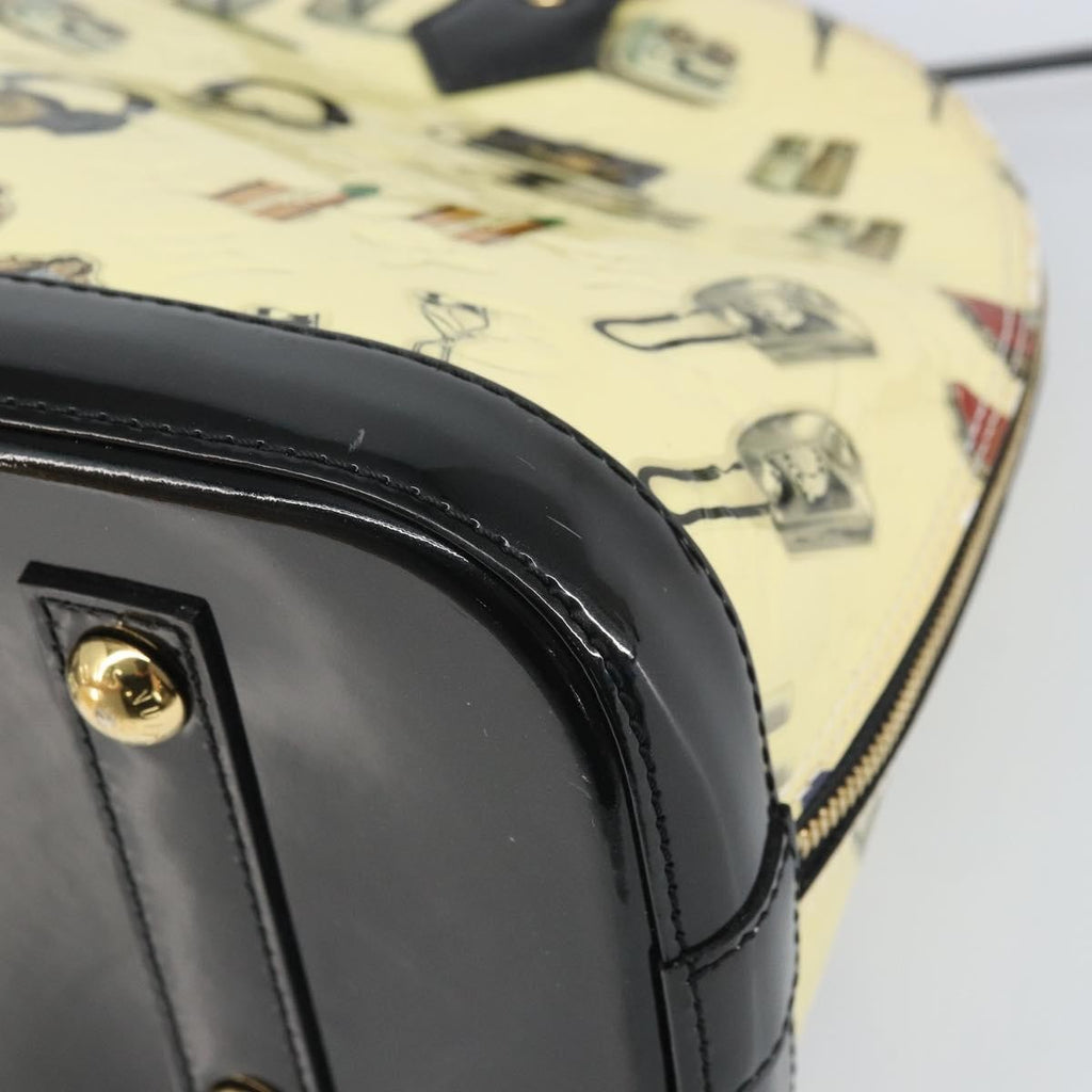 Louis Vuitton Alma Handbag Limited Edition Stickers Monogram Vernis White Patent_Leather Handbag (Pre-Owned)