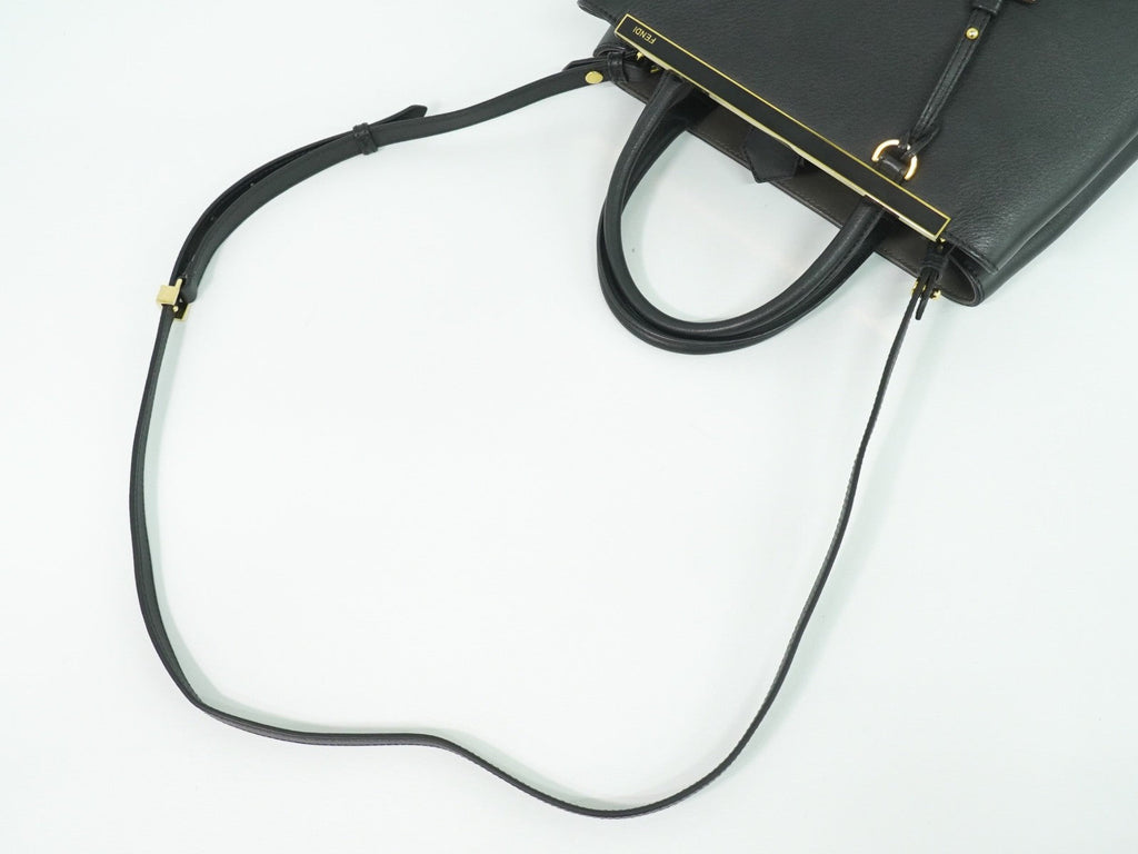 Fendi 2Jours Bag Leather Black Leather Handbag (Pre-Owned)
