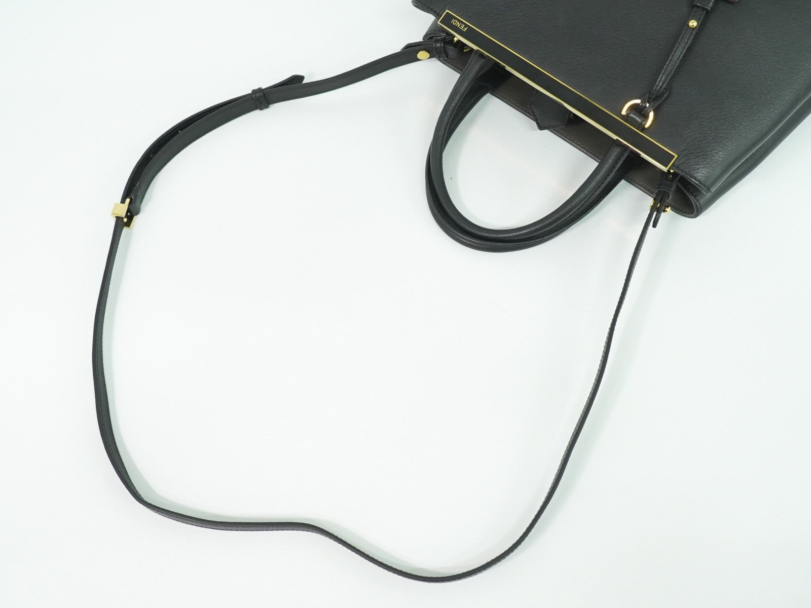 Fendi 2Jours Bag Leather Black Leather Handbag (Pre-Owned)