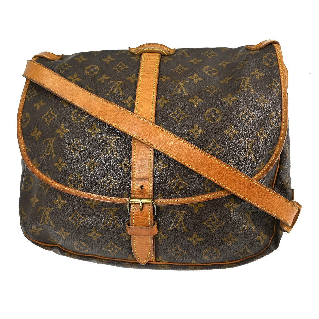 Louis Vuitton Saumur Handbag Monogram Canvas Brown Canvas Shoulder Bag Bag (Pre-Owned)