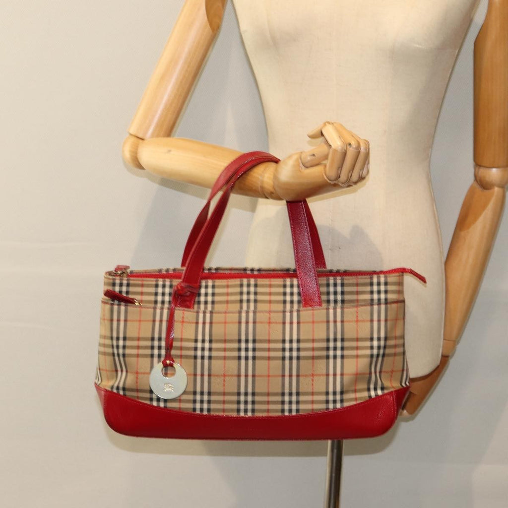 Burberry Nova Check Handbag Nova Check Canvas Beige Canvas Handbag (Pre-Owned)