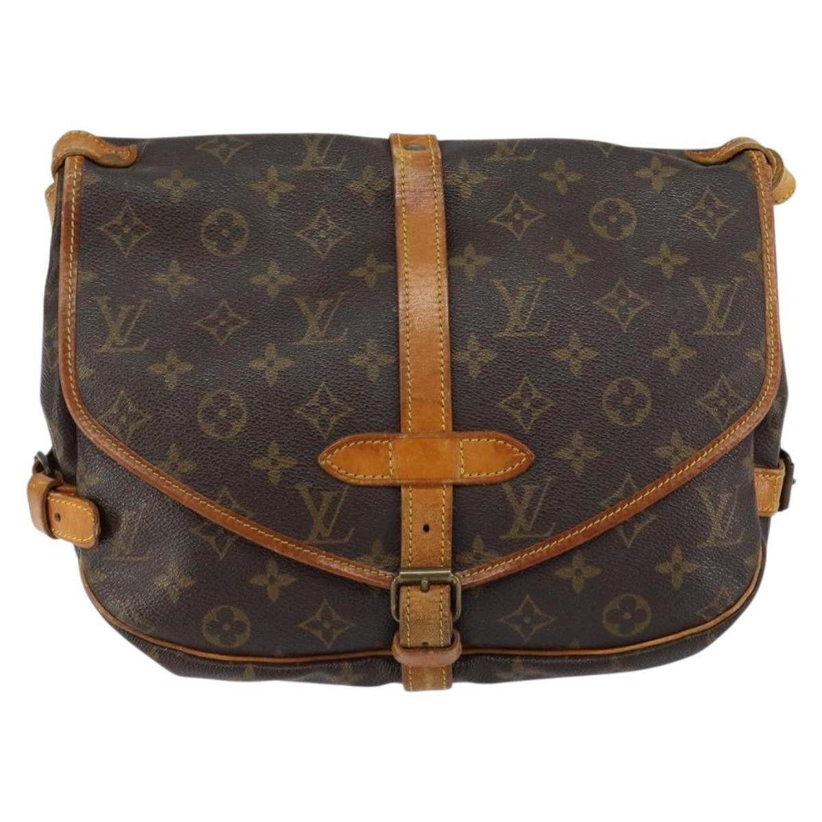 Louis Vuitton Saumur Handbag Monogram Canvas Brown Canvas Shoulder Bag Bag (Pre-Owned)