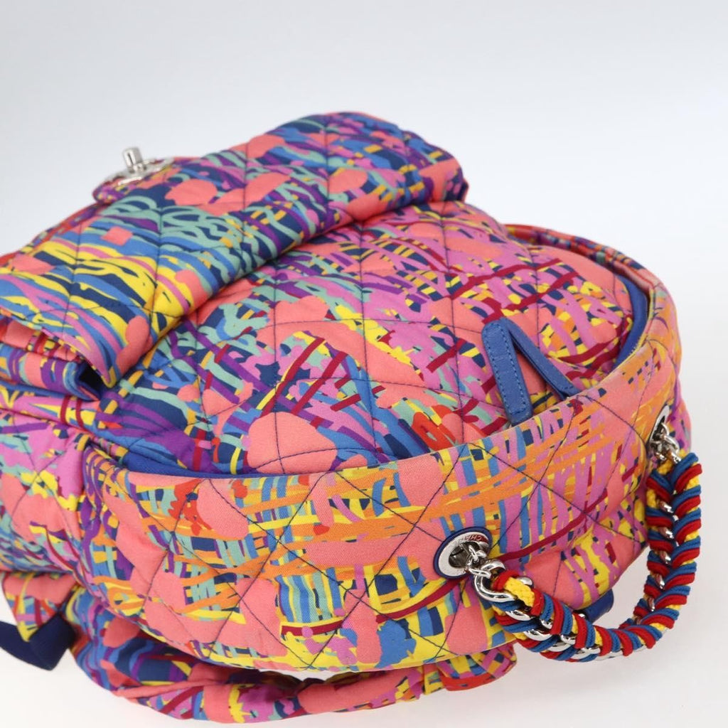 Chanel Cc Pocket Backpack Quilted Printed Foulard Multicolour Nylon Backpack Bag (Pre-Owned)