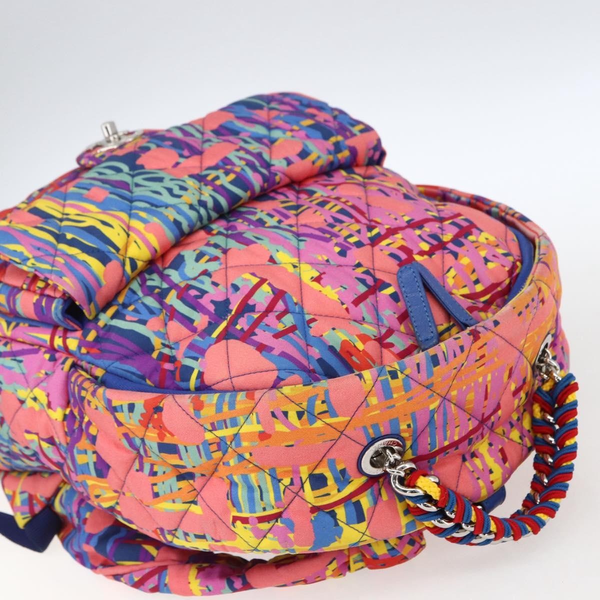 Chanel Cc Pocket Backpack Quilted Printed Foulard Multicolour Nylon Backpack Bag (Pre-Owned)