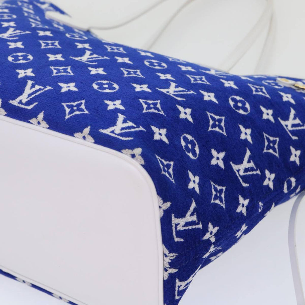 Louis Vuitton Neverfull Nm Tote Lv Match Monogram Jacquard Velvet Blue Velvet Tote Bag Bag (Pre-Owned)
