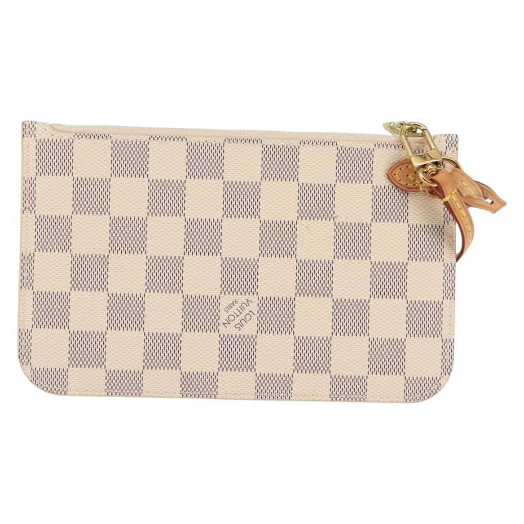 Louis Vuitton Neverfull Pochette Damier White Canvas Clutche & Pouche Bag (Pre-Owned)