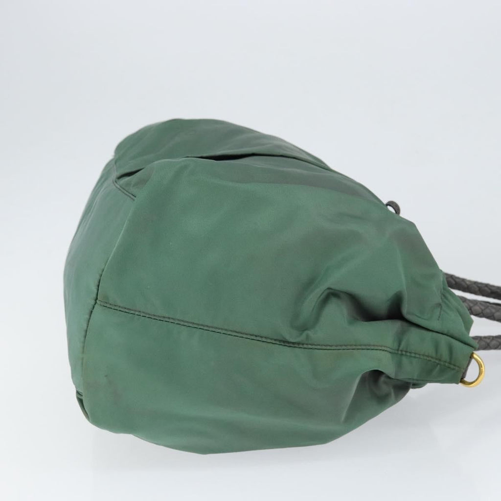 Prada Convertible Bow Tote Tessuto Green Nylon Handbag (Pre-Owned)