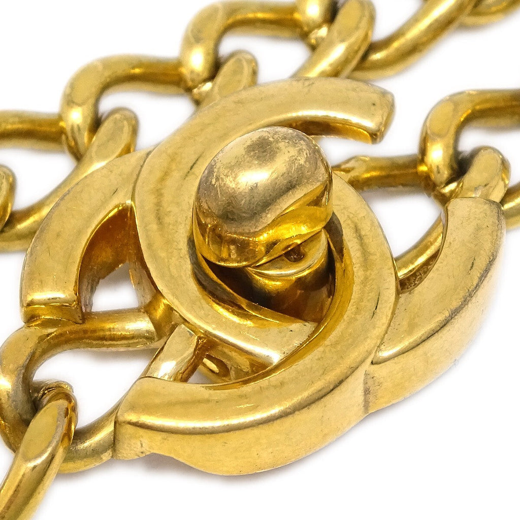 Chanel Vintage Cc Turnlock Chain Bracelet Metal Gold Gold_Plated Bracelet Jewelry (Pre-Owned)