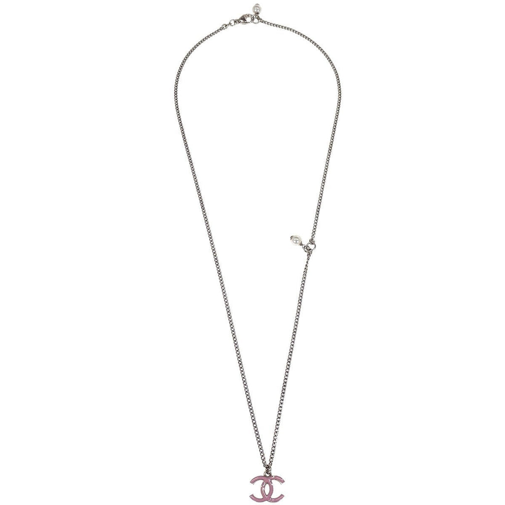 Chanel Vintage Cc Pendant Long Necklace Metal Silver Metal Necklace Jewelry (Pre-Owned)