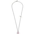 Chanel Vintage Cc Pendant Long Necklace Metal Silver Metal Necklace Jewelry (Pre-Owned)