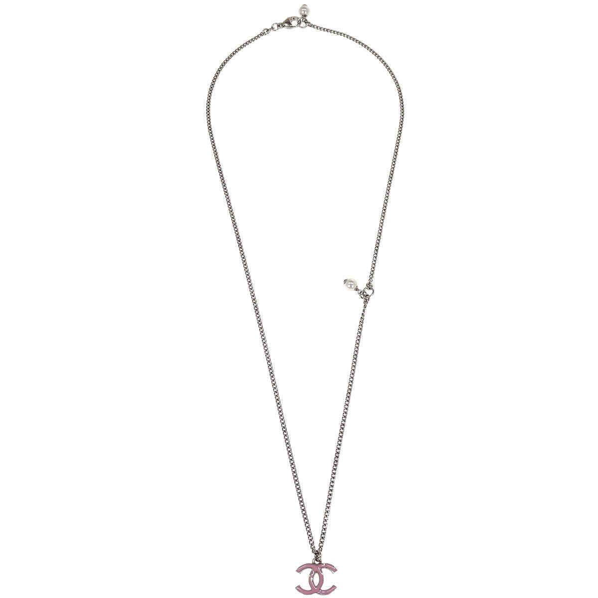 Chanel Vintage Cc Pendant Long Necklace Metal Silver Metal Necklace Jewelry (Pre-Owned)