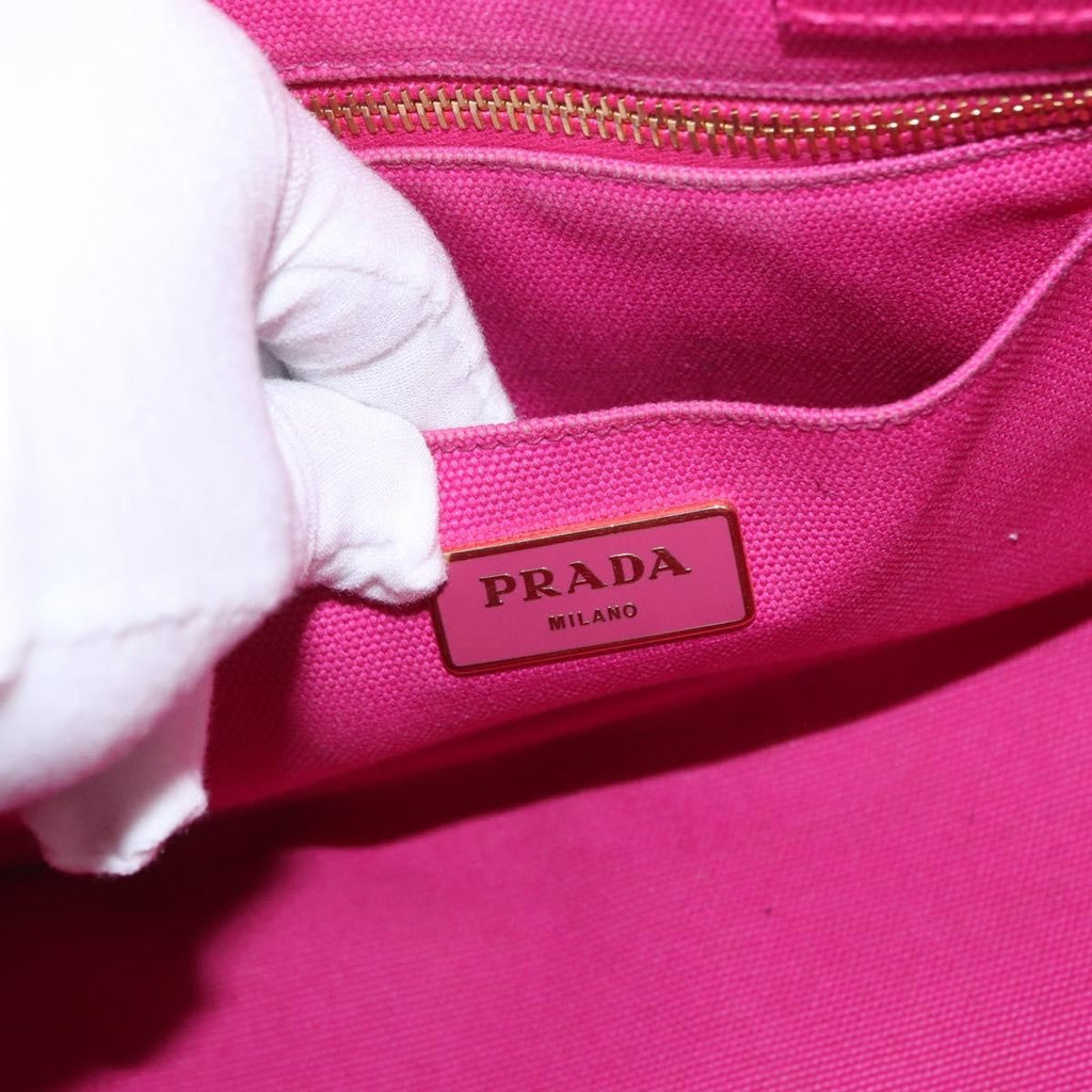 Prada Canapa Tote Canvas Pink Canvas Tote Bag Bag (Pre-Owned)