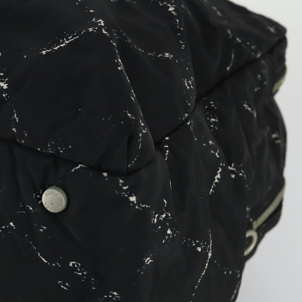 Chanel Travel Line Boston Bag Printed Nylon Black Nylon Travel Bag Bag (Pre-Owned)