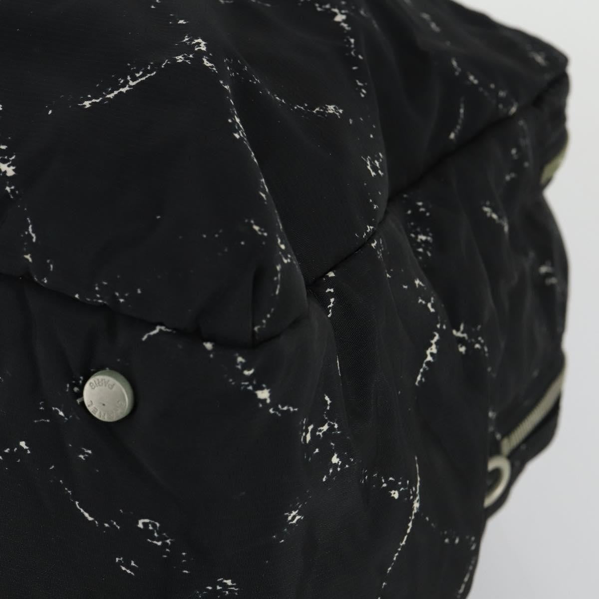 Chanel Travel Line Boston Bag Printed Nylon Black Nylon Travel Bag Bag (Pre-Owned)
