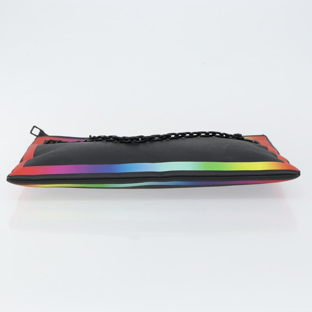 Louis Vuitton Pochette A4 Rainbow Taiga Leather Black Leather Clutche & Pouche Bag (Pre-Owned)