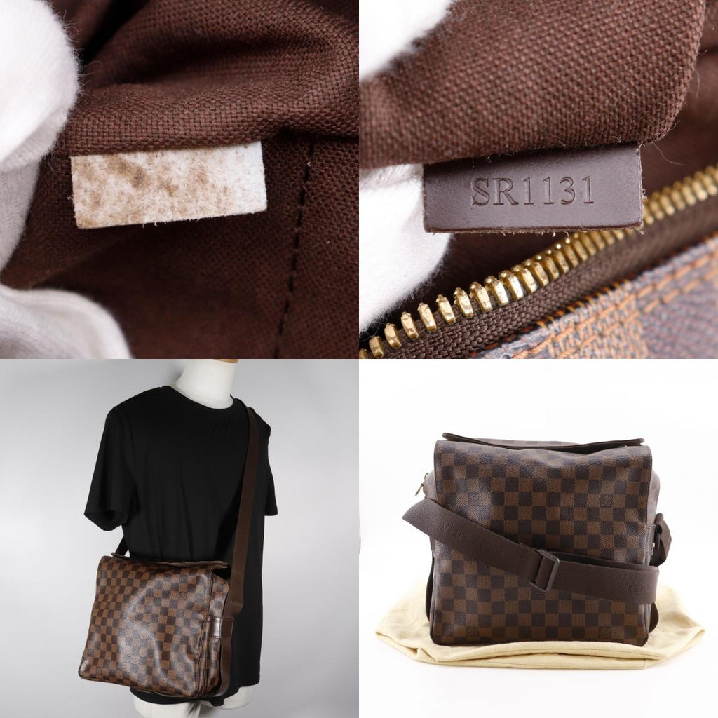 Louis Vuitton Naviglio Handbag Damier Brown Canvas Shoulder Bag Bag (Pre-Owned)