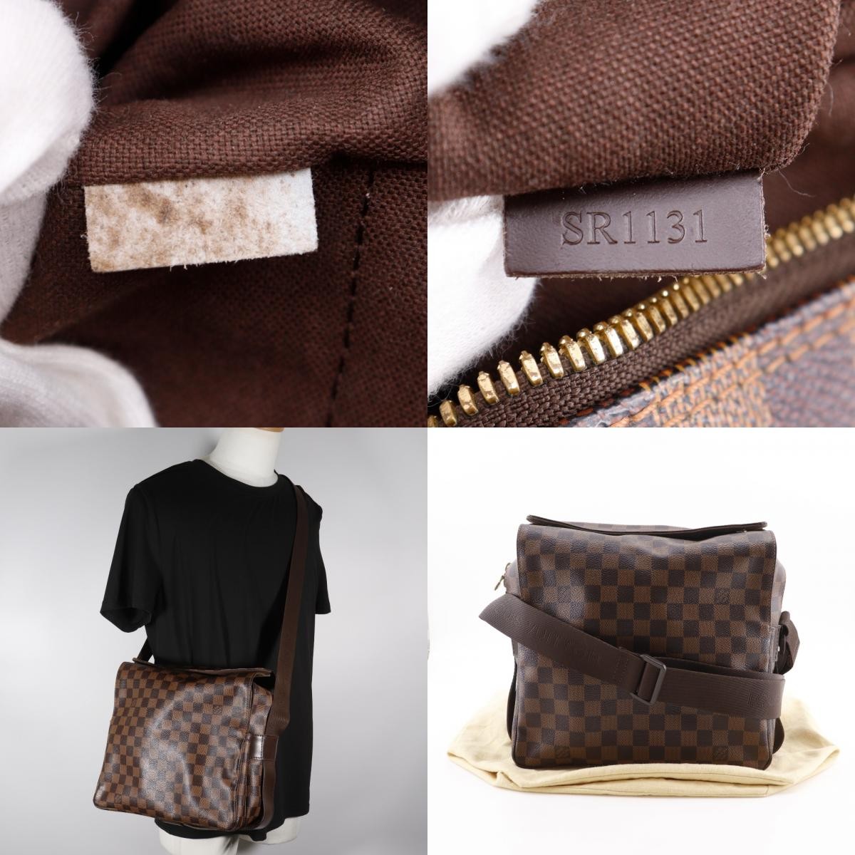 Louis Vuitton Naviglio Handbag Damier Brown Canvas Shoulder Bag Bag (Pre-Owned)