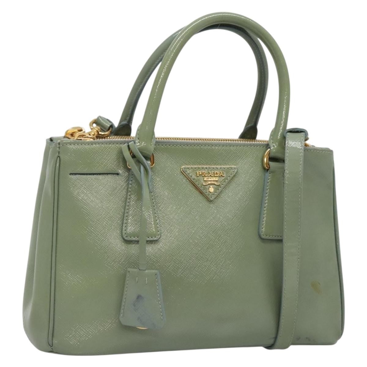 Prada Double Zip Lux Tote Saffiano Leather Gold Leather Handbag (Pre-Owned)