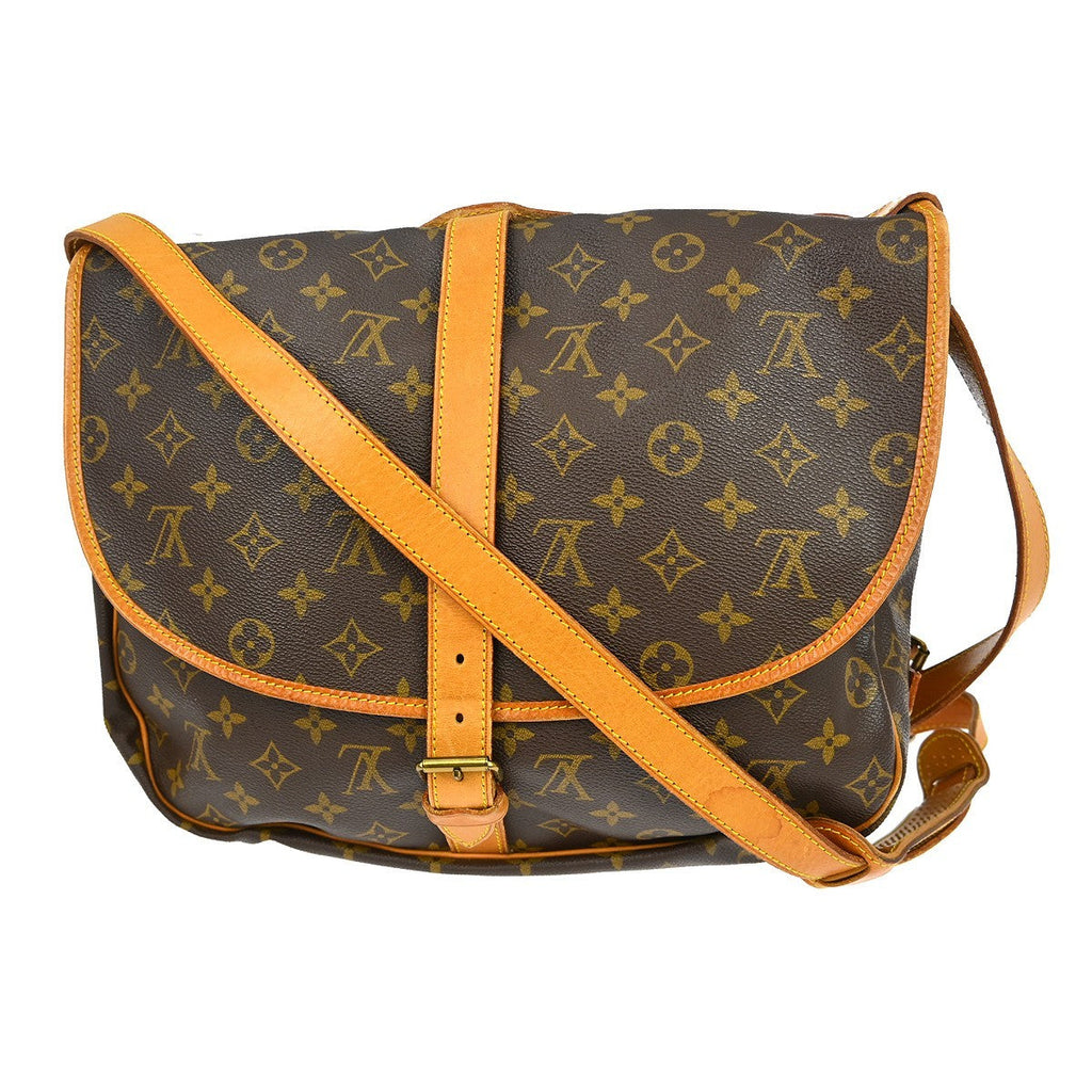 Louis Vuitton Saumur Handbag Monogram Canvas Brown Canvas Shoulder Bag Bag (Pre-Owned)