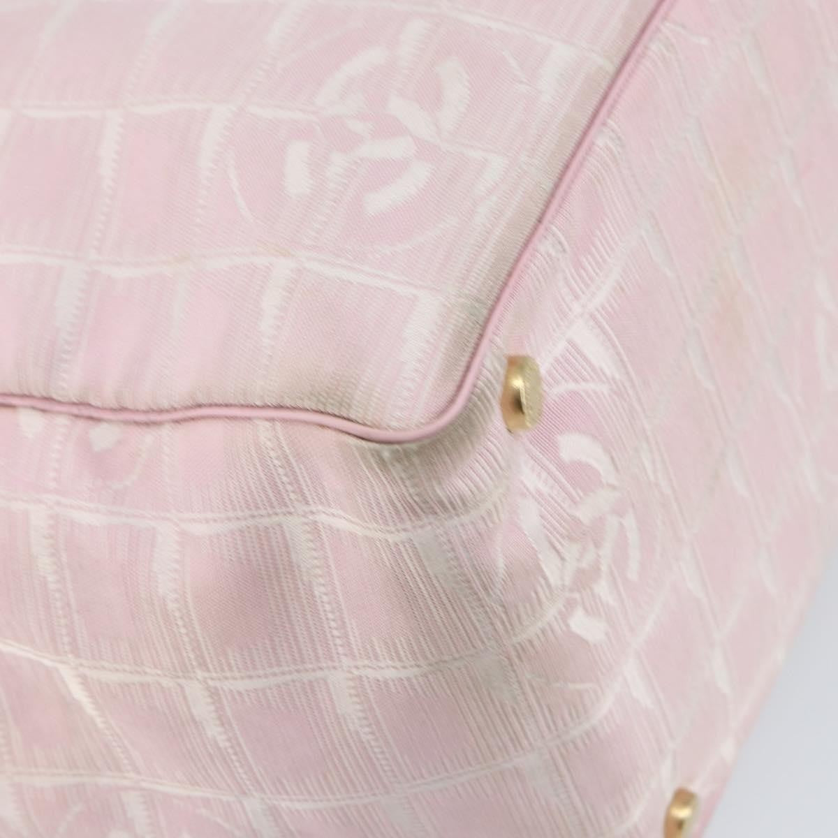 Chanel Travel Line Tote Nylon Pink Nylon Bag (Pre-Owned)