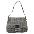 Fendi Mamma Baguette Zucchino Canvas Navy Canvas Shoulder Bag Bag (Pre-Owned)