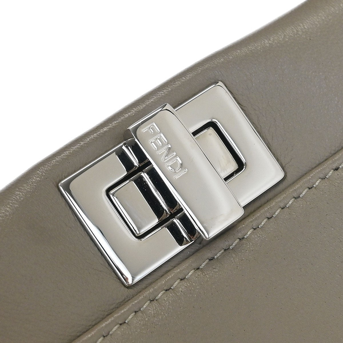 Fendi Peekaboo Bag Leather Gray Leather Handbag (Pre-Owned)