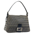 Fendi Mama Forever Bag Zucchino Canvas Navy Canvas Shoulder Bag Bag (Pre-Owned)