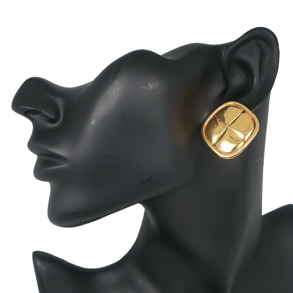 Chanel Cc Rhombus Clip-On Earrings Metal Gold Gold_Plated Earrings Jewelry (Pre-Owned)