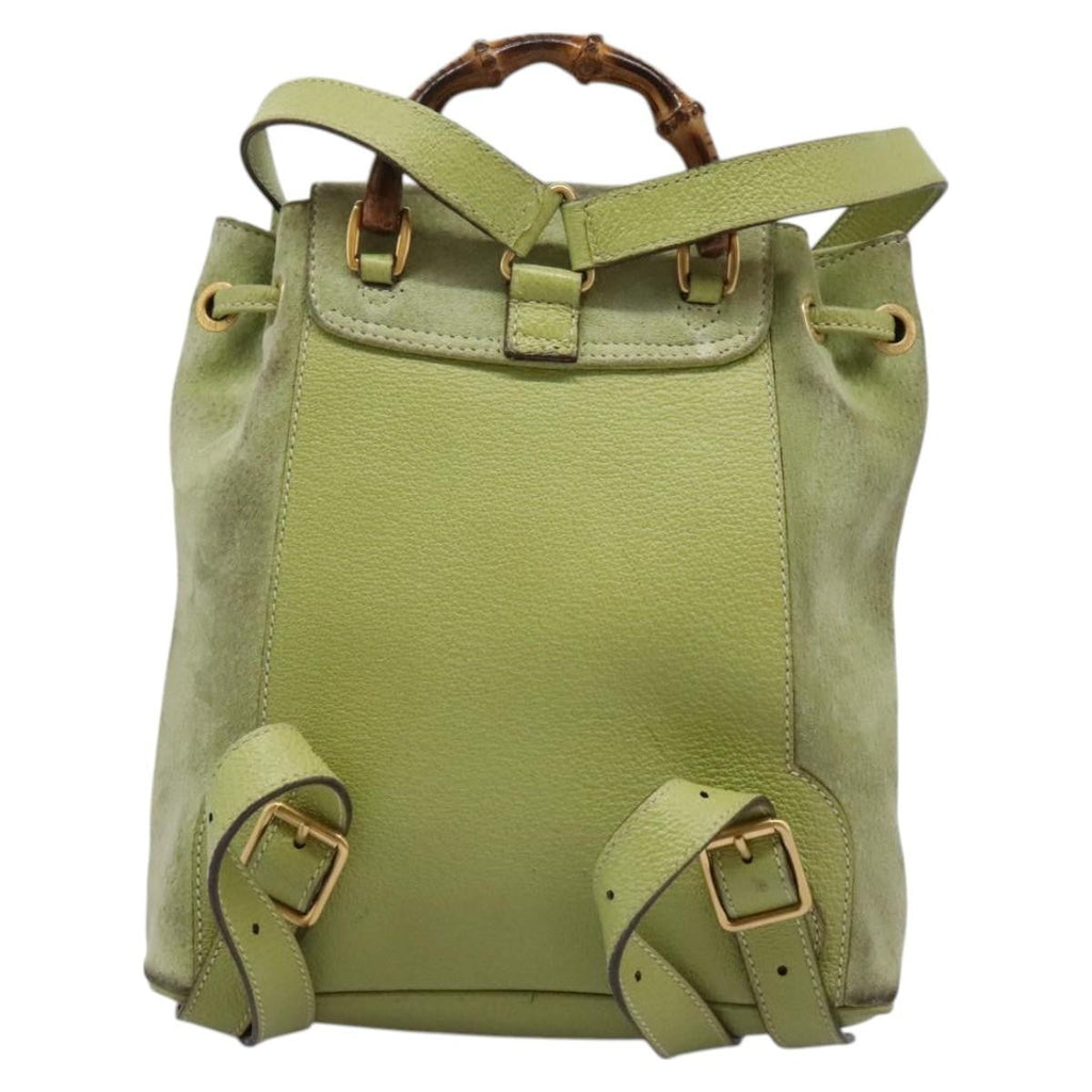 Gucci Gucci Bamboo Backpack Daim Green Suede Backpack Bag (Pre-Owned)