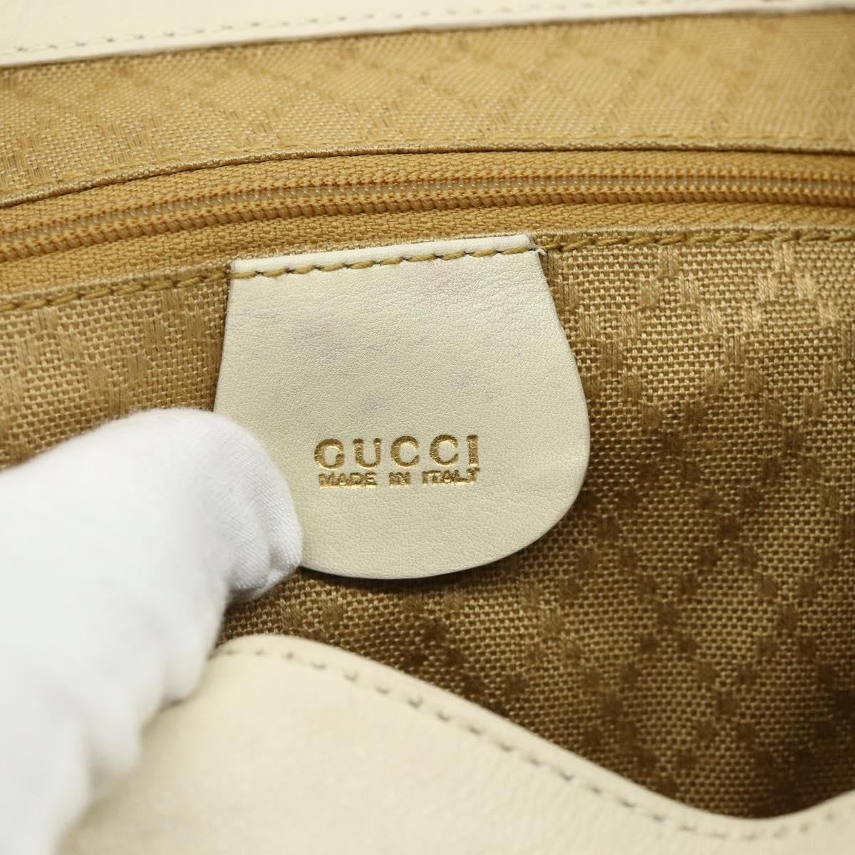 Gucci Vintage Bamboo Backpack Leather White Leather Backpack Bag (Pre-Owned)