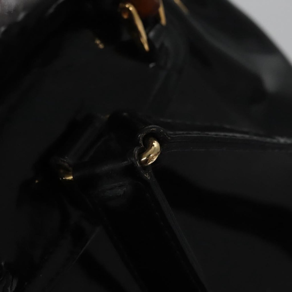 Gucci Vintage Bamboo Backpack Patent Black Patent_Leather Backpack Bag (Pre-Owned)