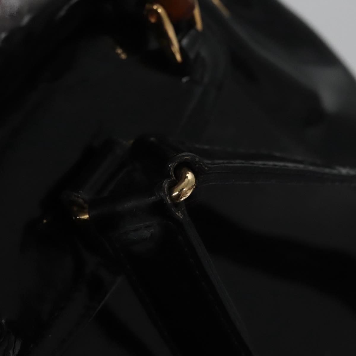 Gucci Vintage Bamboo Backpack Patent Black Patent_Leather Backpack Bag (Pre-Owned)
