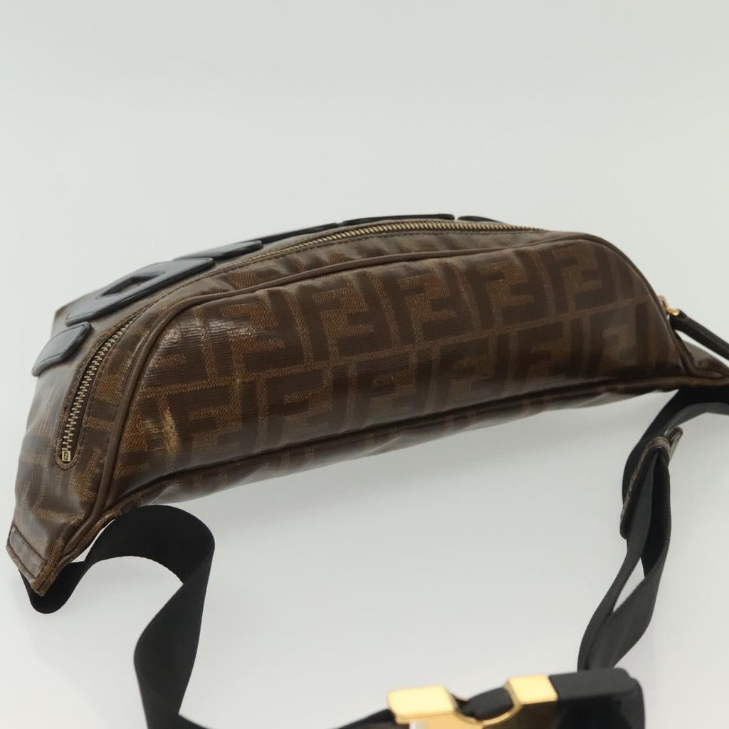 Fendi Mania Logo Waist Bag Zucca Coated Canvas Brown Canvas Clutche & Pouche Bag (Pre-Owned)