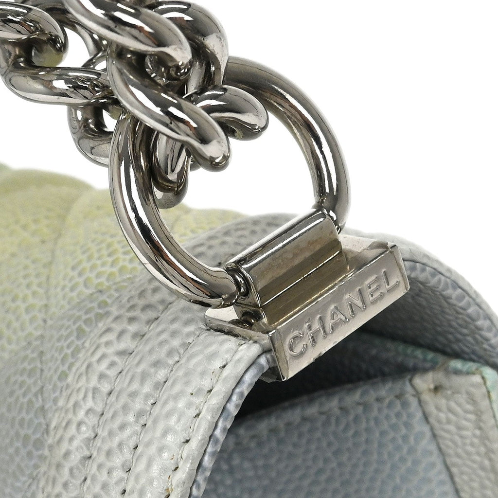 Chanel Rainbow Boy Flap Bag Quilted Painted Caviar Multicolour Leather Shoulder Bag Bag (Pre-Owned)